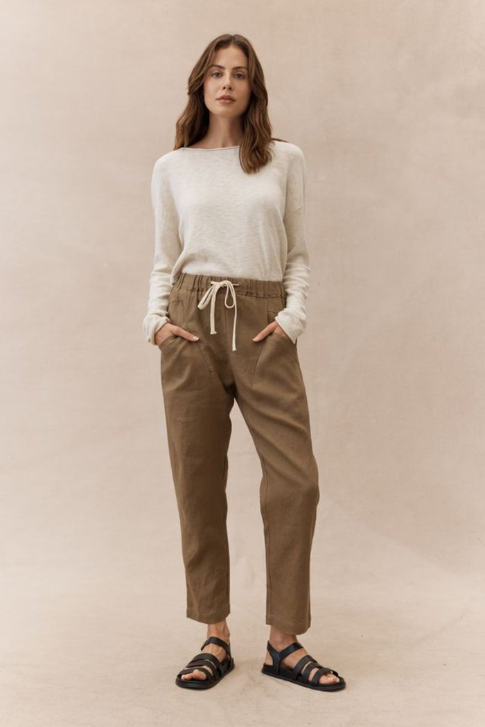 Luxe Linen Pants - Walnut - Sare StoreLittle Lieslinen pants