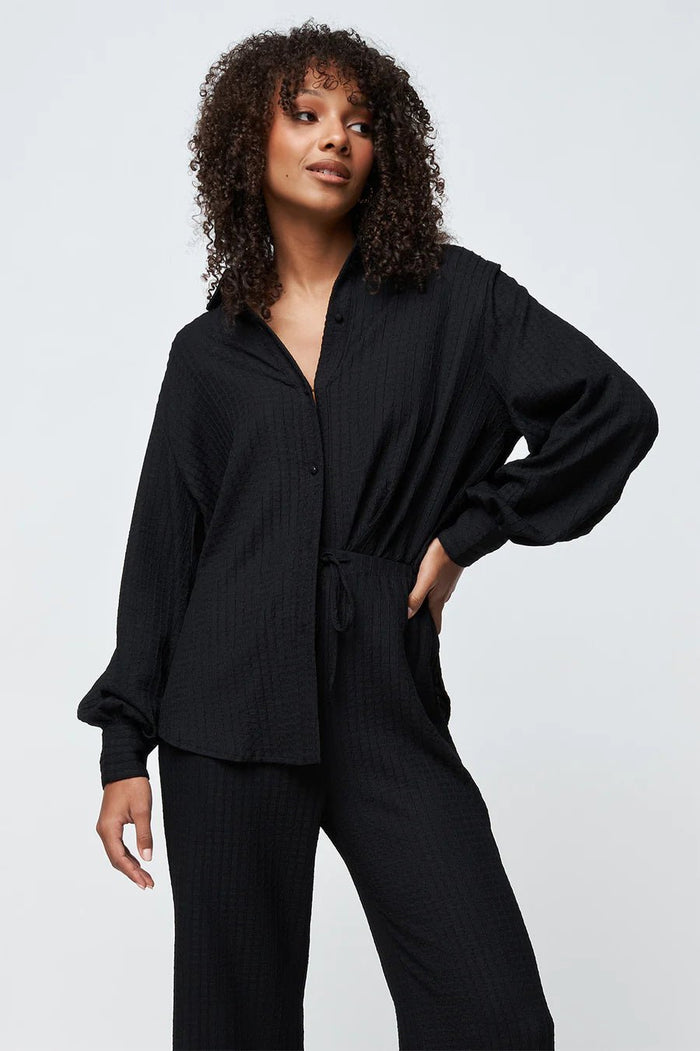 Martha Textured Button-Down Shirt - Black - Sare StoreApero LabelShirts