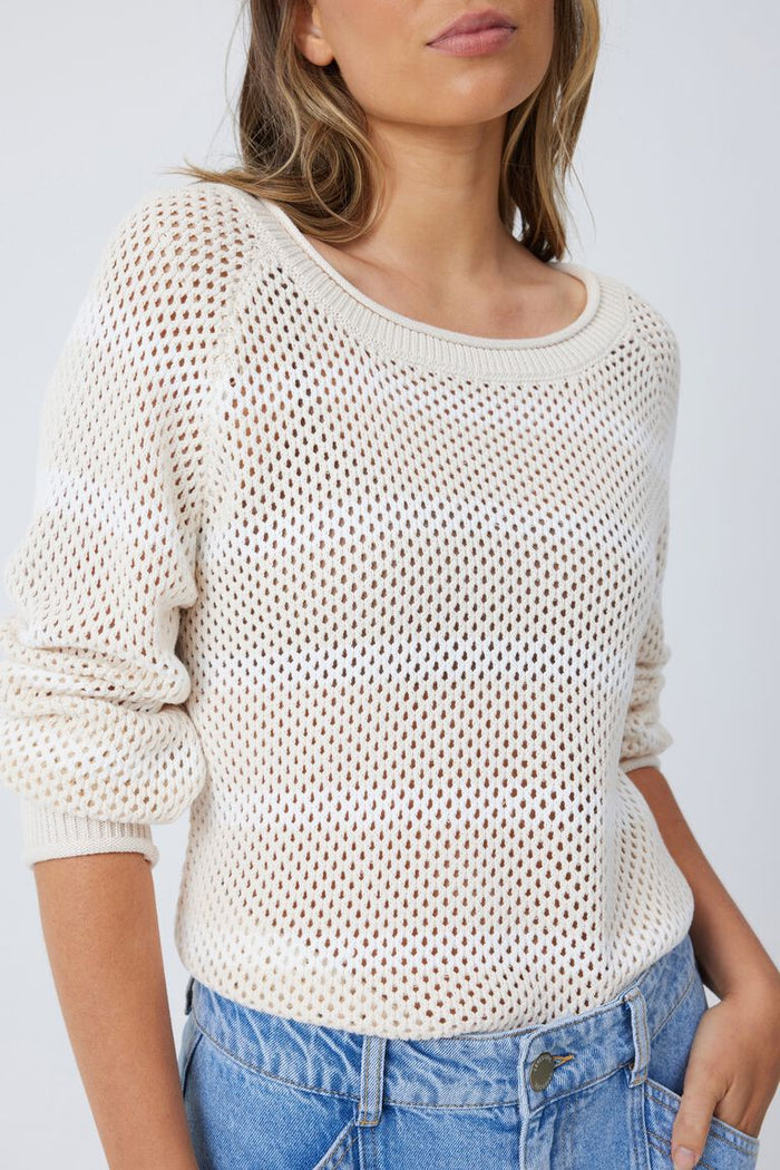 Mesh Knit Pullover - Parchment and White - Sare StoreCeres LifeKnit