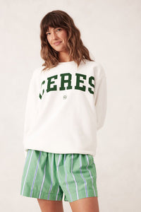 Mila Short - Grass Green And Oxford Blue Stripe - Sare StoreCeres LifeShorts