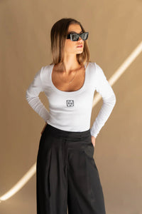 Monogram Long Sleeve Top Snow - Sare StoreAraminta JamesTops