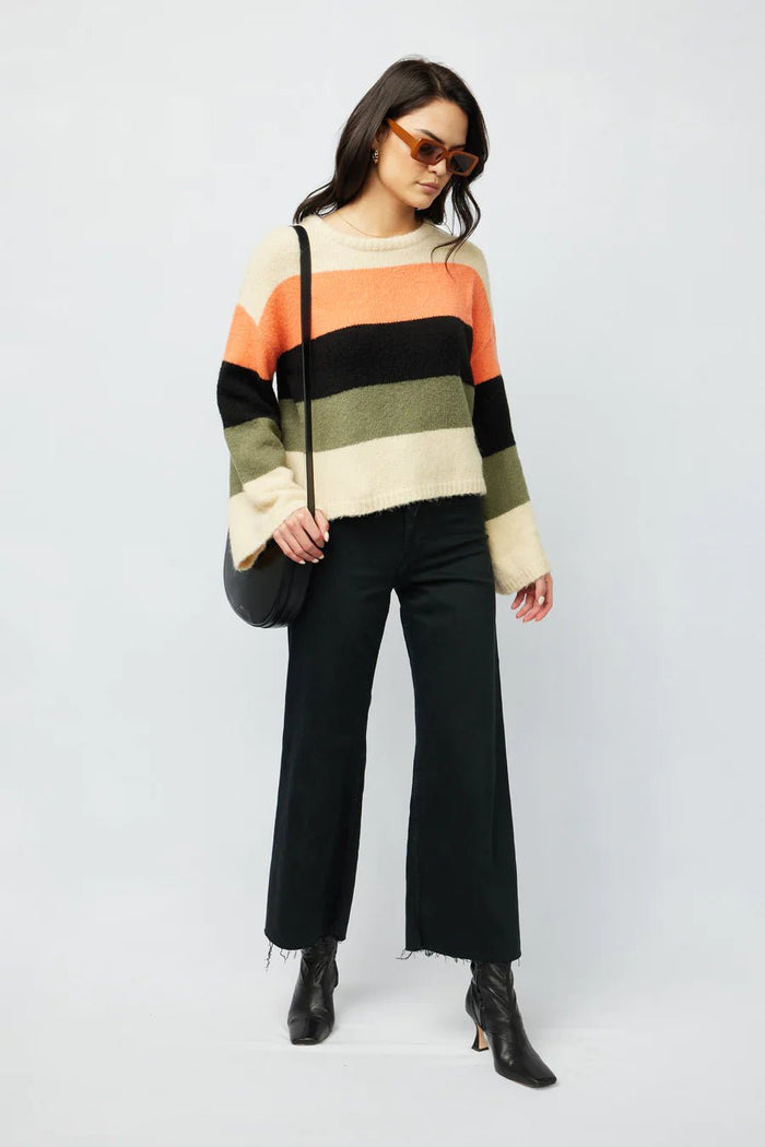Mylo Stripe Knit Jumper - Cream / Orange / Black / Olive - Sare StoreApero LabelKnit