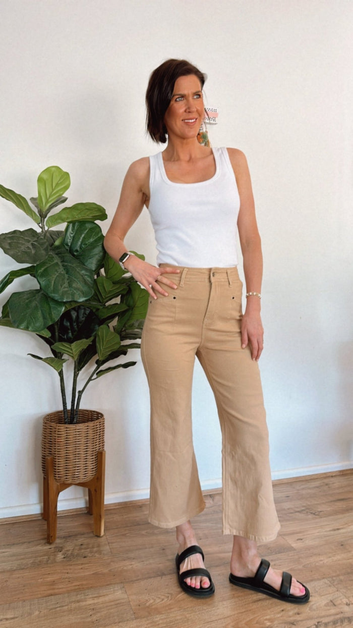 Natural Crop Flare Jeans - Sare StorePaper HeartPants