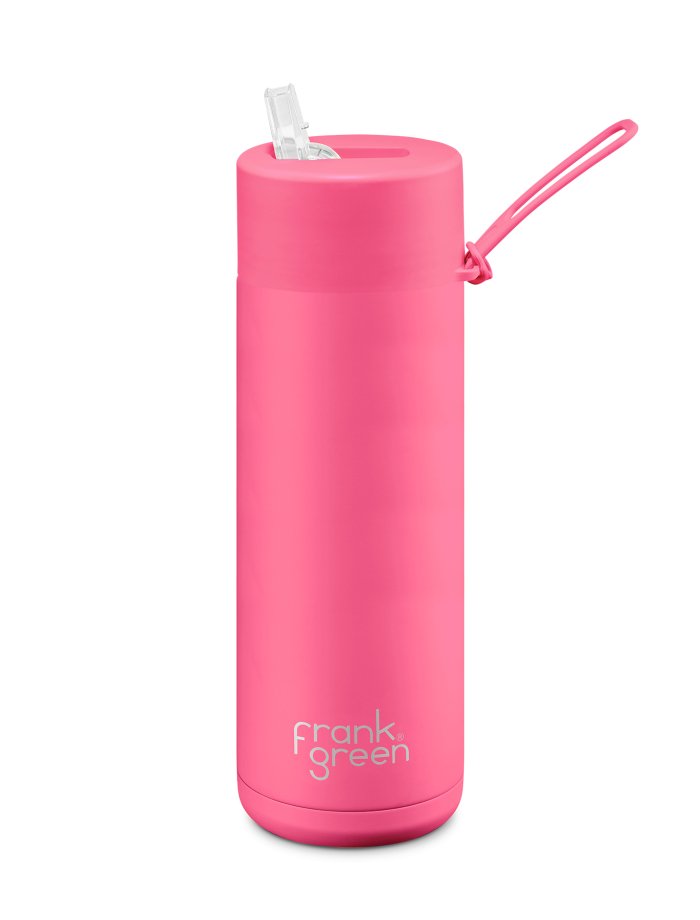 Neon Pink - Ceramic Reusable Bottle (Straw) - 20oz / 595ml - Sare StoreFrank GreenDrink Bottle
