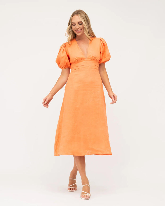 Orange Linen Dress - Sare StoreEbby and IDress