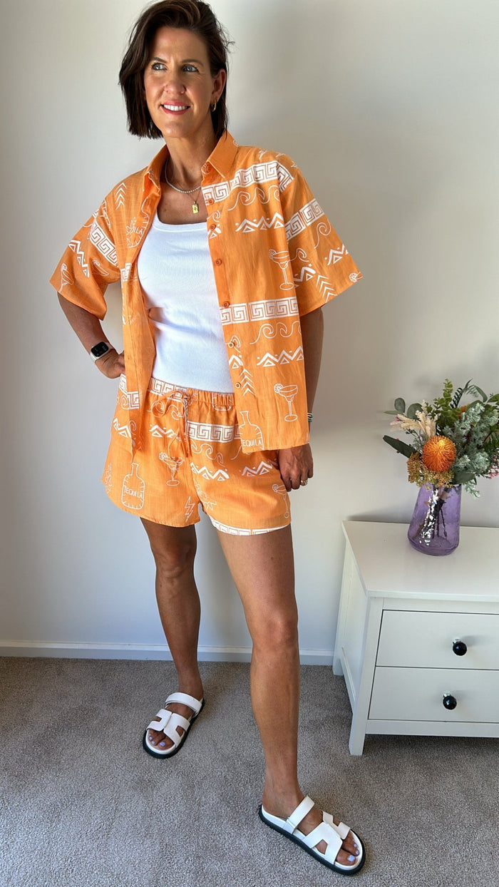 Orange/White Greek Tequila Short Set - Sare StoreBy FrankieSet