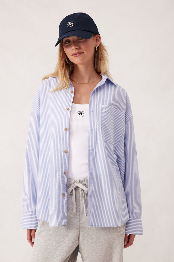 Oversized Shirt - White Heritage Blue Stripe - Sare StoreCeres Life