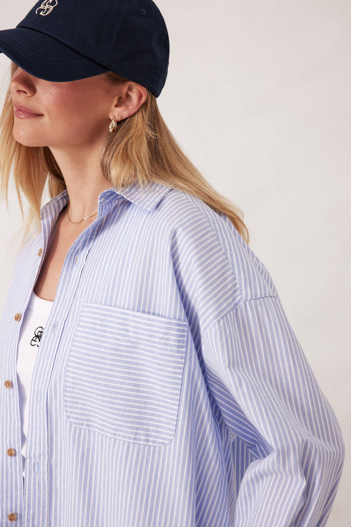 Oversized Shirt - White Heritage Blue Stripe - Sare StoreCeres Life