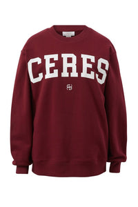 Oversized Slouchy Crew - Burgundy Heritage Logo - Sare StoreCeres LifeSweatshirts