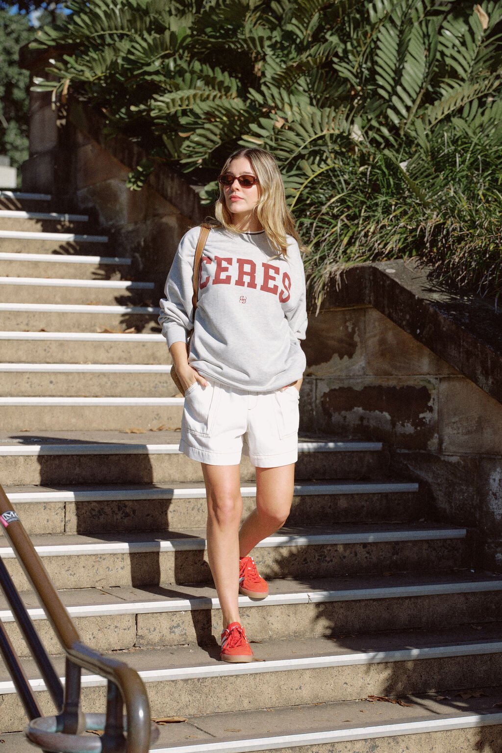 Oversized Slouchy Crew - Grey Marle Heritage Logo - Sare StoreCeres LifeJumper