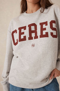 Oversized Slouchy Crew - Grey Marle Heritage Logo - Sare StoreCeres LifeJumper