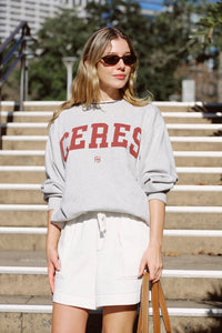Oversized Slouchy Crew - Grey Marle Heritage Logo - Sare StoreCeres LifeJumper