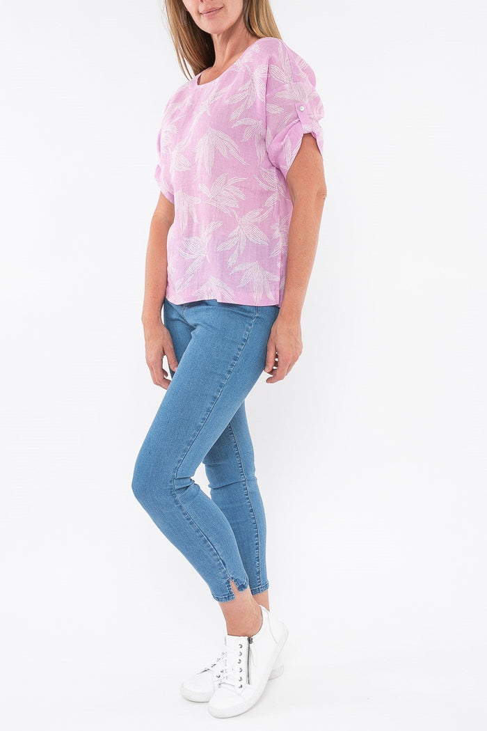 Palm Linen Top - Lavender - Sare StoreJumpShirts
