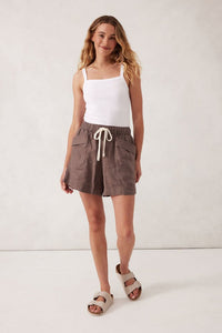 Panelled Pull On Short - Choc Linen - Sare StoreCeres LifeShorts