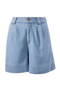 Pleat Front Short - Blue Herringbone - Sare StoreCeres LifeShorts