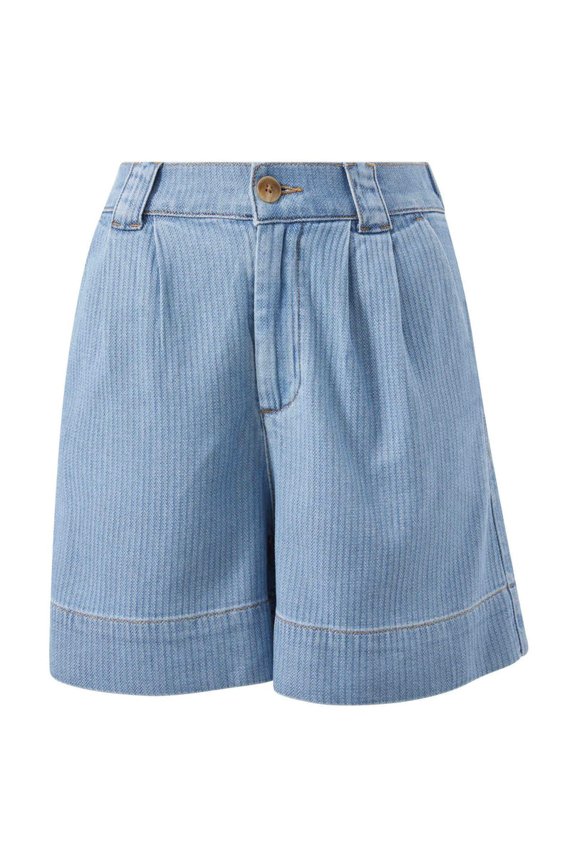 Pleat Front Short - Blue Herringbone - Sare StoreCeres LifeShorts