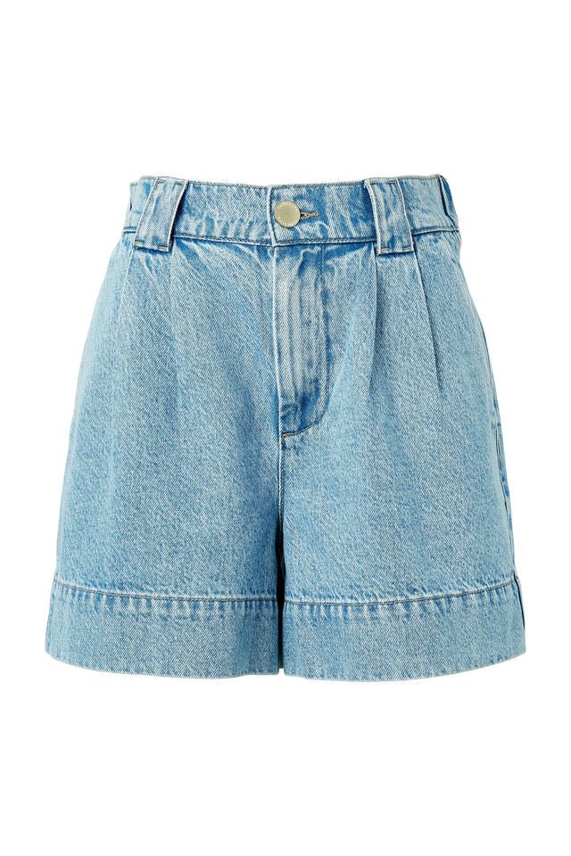 Pleat Front Short - Vintage Blue Denim - Sare StoreCeres LifeShorts