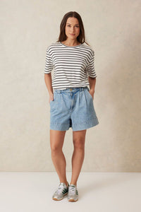 Pleat Front Short - Vintage Blue Denim - Sare StoreCeres LifeShorts