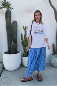 Florence Maxi Skirt - Oxford Blue White Stripe. Ceres Life