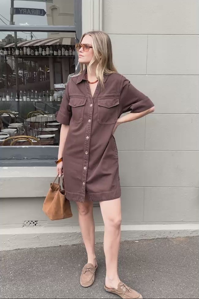 Bonnie Relaxed Shirt Dress - Chocolate. Ceres Life