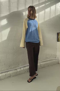 Hadley Long Sleeve Raglan Tee - Surf Blue/Butter. Ceres Life