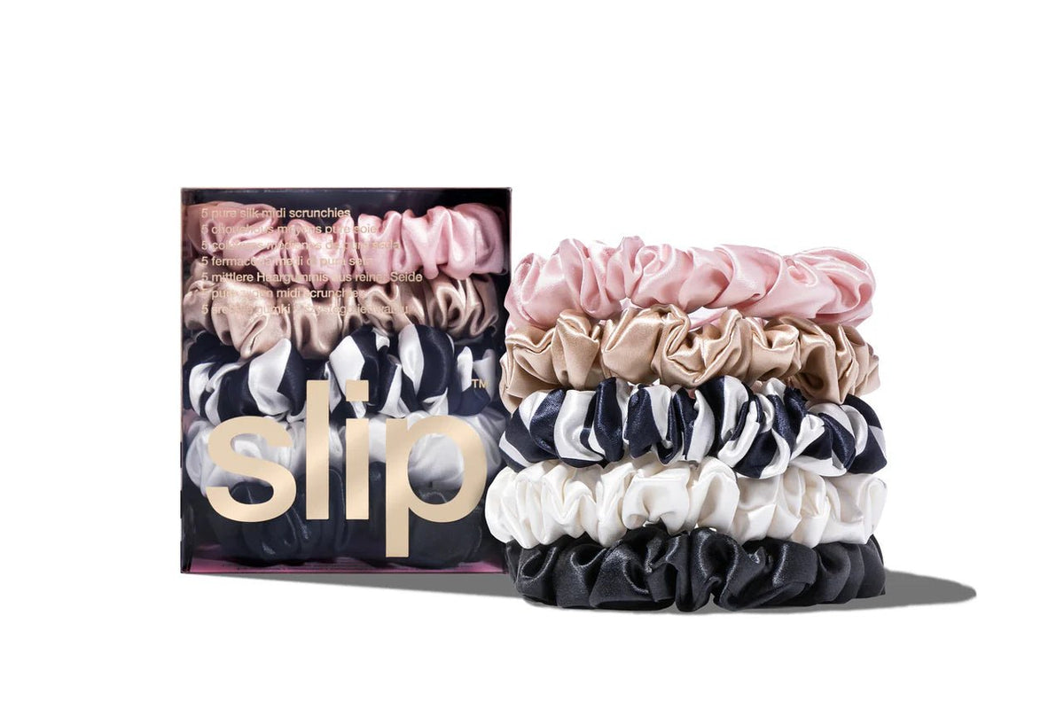 Pure Silk Midi Scrunchies - Multi - Set of 5 - Sare StoreSlipScrunchies