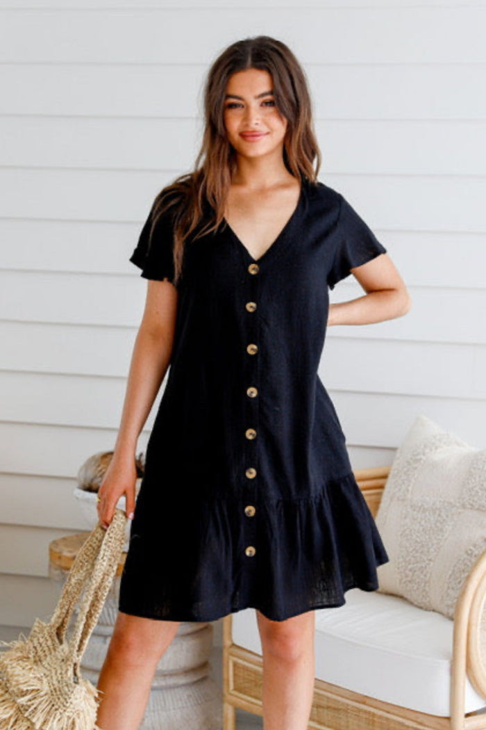 Quinn Linen Dress - Black - Sare StoreMiracle FashionDress