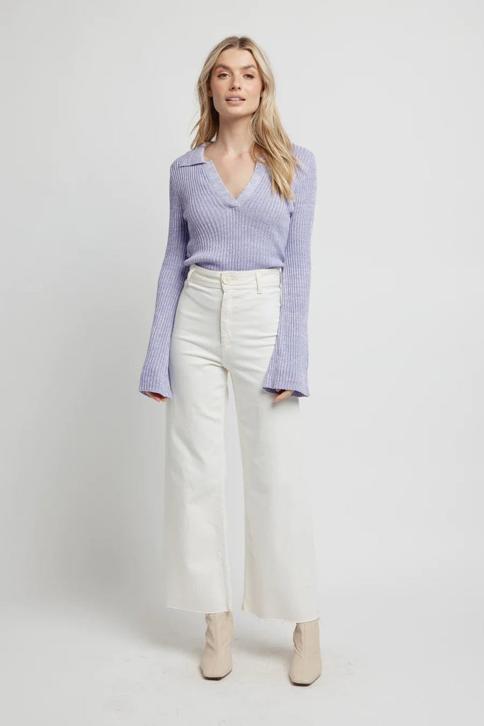 Quinn Long Sleeve Knit Top - Lilac/White Marle - Sare StoreApero LabelKnit