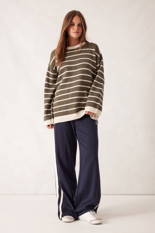 Relaxed Crew Tunic - Soft Olive/ECRU Stripe - Sare StoreCeres LifeTunics