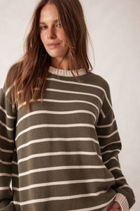 Relaxed Crew Tunic - Soft Olive/ECRU Stripe - Sare StoreCeres LifeTunics