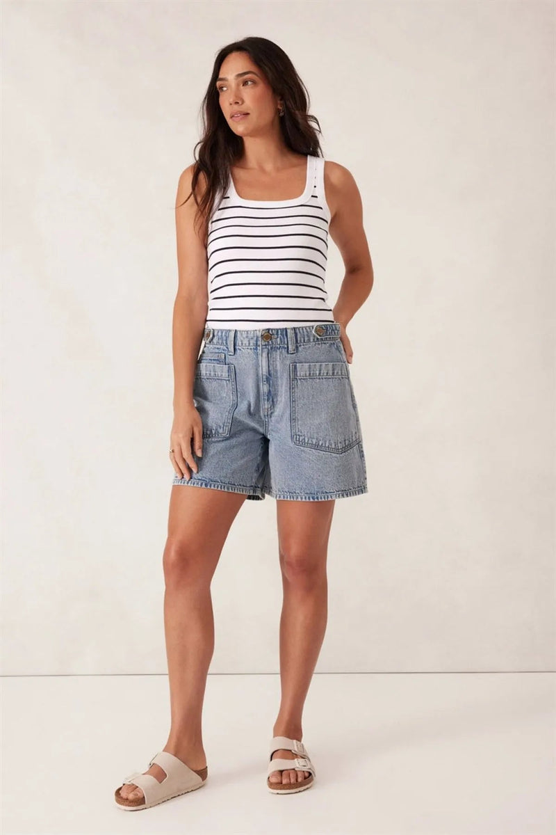 Relaxed Front Pocket Tab Short - Vintage Blue - Sare StoreCeres LifeShorts