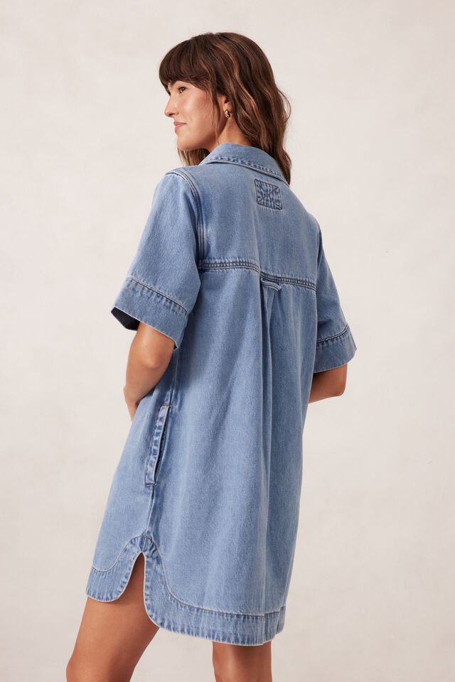 Relaxed Shirt Dress - Mid Vintage Blue - Sare StoreCeres LifeDress