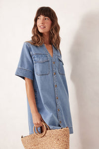 Relaxed Shirt Dress - Mid Vintage Blue - Sare StoreCeres LifeDress