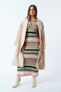 Remi Stripe Ribbed Knit Midi Dress - Green Multi Stripe - Sare StoreApero LabelDress