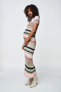 Remi Stripe Ribbed Knit Midi Dress - Green Multi Stripe - Sare StoreApero LabelDress