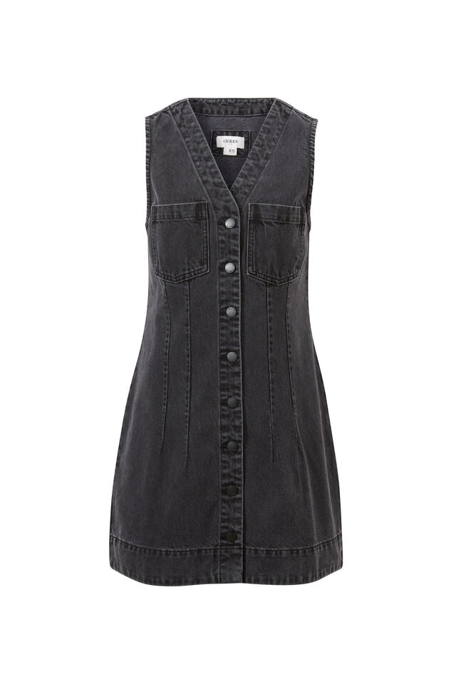 Seamed Mini Shift Dress - Washed Black - Sare StoreCeres LifeMini Dress