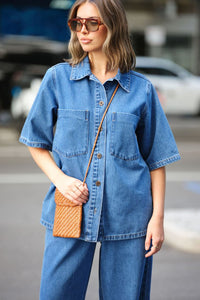 Short Sleeve Denim Shirt - Mid Indigo - Sare StoreCeres LifeShirts