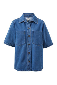 Short Sleeve Denim Shirt - Mid Indigo - Sare StoreCeres LifeShirts