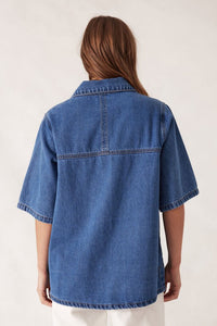 Short Sleeve Denim Shirt - Mid Indigo - Sare StoreCeres LifeShirts