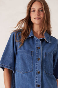 Short Sleeve Denim Shirt - Mid Indigo - Sare StoreCeres LifeShirts