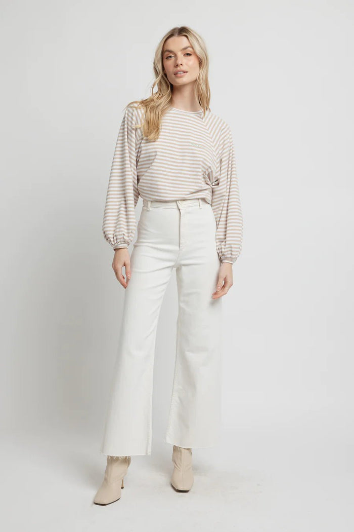 Sierra Balloon Sleeve Top - Beige / White Stripe - BFF - Sare StoreApero LabelTops