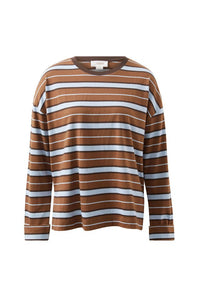 Slouchy Long Sleeve Tee - Chalk/Choc Retro Stripe - Sare StoreCeres LifeTee