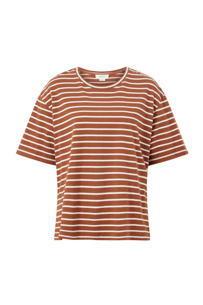 Slouchy Split Hem Tee - Tobacco/Vanilla Stripe - Sare StoreCeres LifeT-shirt