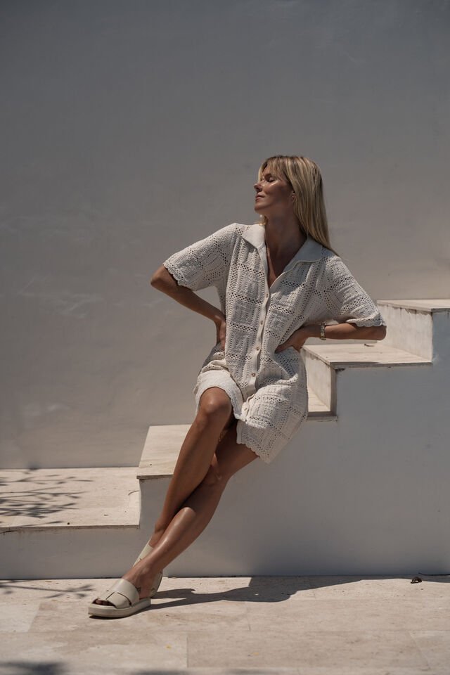 Square Knit Mini Dress/Ecru - Sare StoreCeres LifeDress