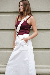 Square Neck Rib Singlet - Raisin - Sare StoreCeres LifeTops