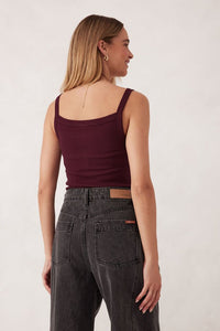 Square Neck Rib Singlet - Raisin - Sare StoreCeres LifeTops