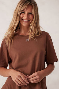 Stevie Slouchy Split Hem Tee - Milk Choc/Monogram - Sare StoreCeres LifeT-shirt