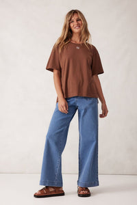 Stevie Slouchy Split Hem Tee - Milk Choc/Monogram - Sare StoreCeres LifeT-shirt