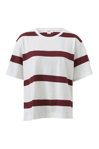 Stevie Slouchy Split Hem Tee - Vanilla/Burgundy Stripe - Sare StoreCeres LifeT-shirt