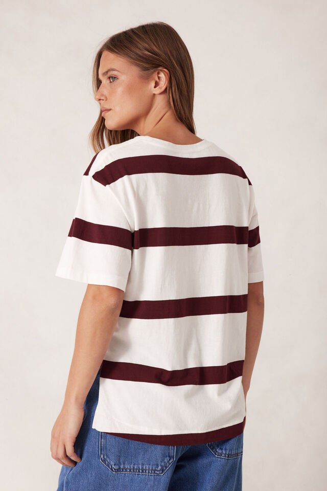 Stevie Slouchy Split Hem Tee - Vanilla/Burgundy Stripe - Sare StoreCeres LifeT-shirt